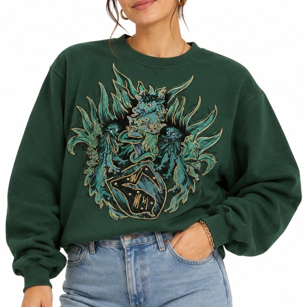 Vintage 90s Adolfo Sport Heraldic Crest Graphic Sweatshirt Women's Large Unisex